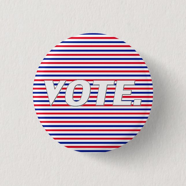 Vote red white blue stripes modern typography button (Front)