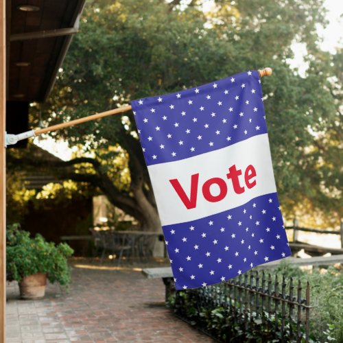 Vote Red White Blue with Stars Get Out the Vote House Flag