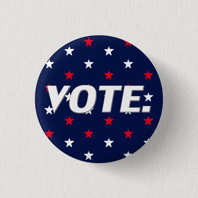 Vote red white navy blue stars patriotic button (Front)