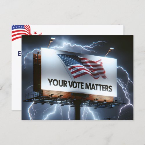 Vote Reminder Billboard With Lightning Postcard