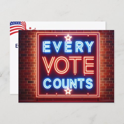 Vote Reminder Neon Sign Postcard