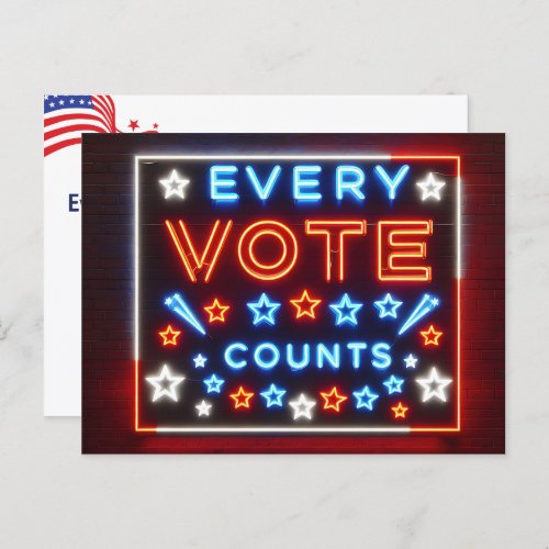 Vote Reminder Neon Sign Postcard