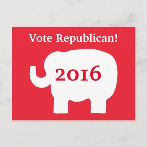 Vote Republican 2016 Election Red Elephant Postcard