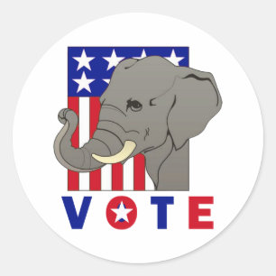 VOTE REPUBLICAN ELEPHANT CLASSIC ROUND STICKER