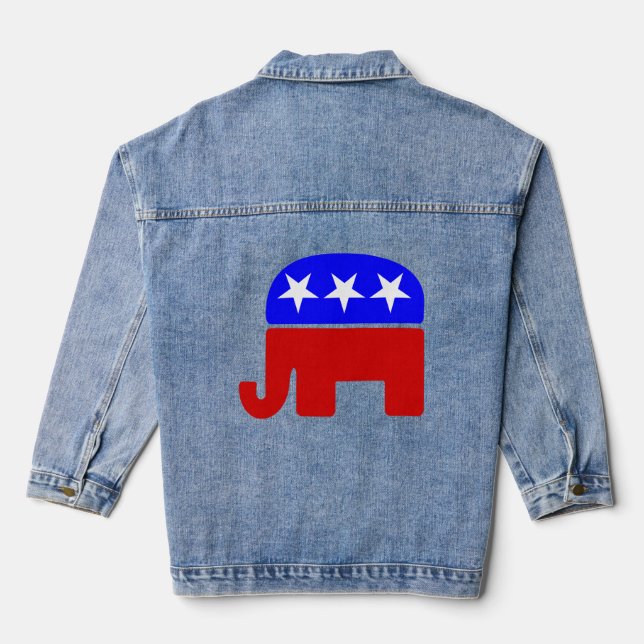  vote republican elephant politics election denim jacket (Back)