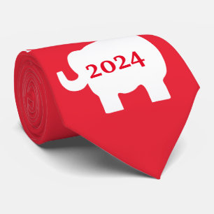 Vote Republican Elephant Red Man's Neck Tie