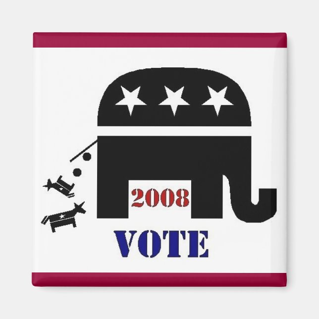 VOTE REPUBLICAN IN 2008 SQUARE MAGNET (Front)