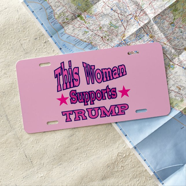 Vote Republican Party 2024 Funny Woman For Trump  License Plate (In Situ)