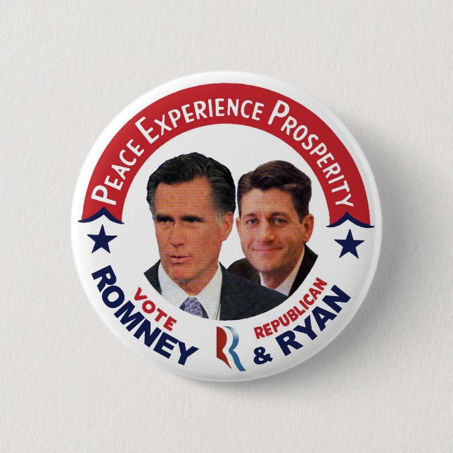 Vote Republican Romney & Ryan Pinback Button (Front)