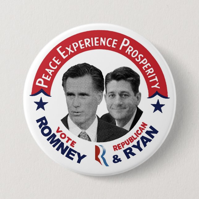 Vote Republican Vote Romney & Ryan Button (Front)