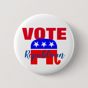 VOTE Republican with Patriotic Elephant Button