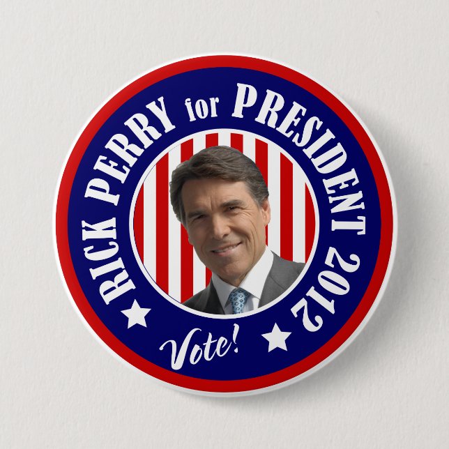 Vote Rick Perry for President 2012 Pinback Button (Front)