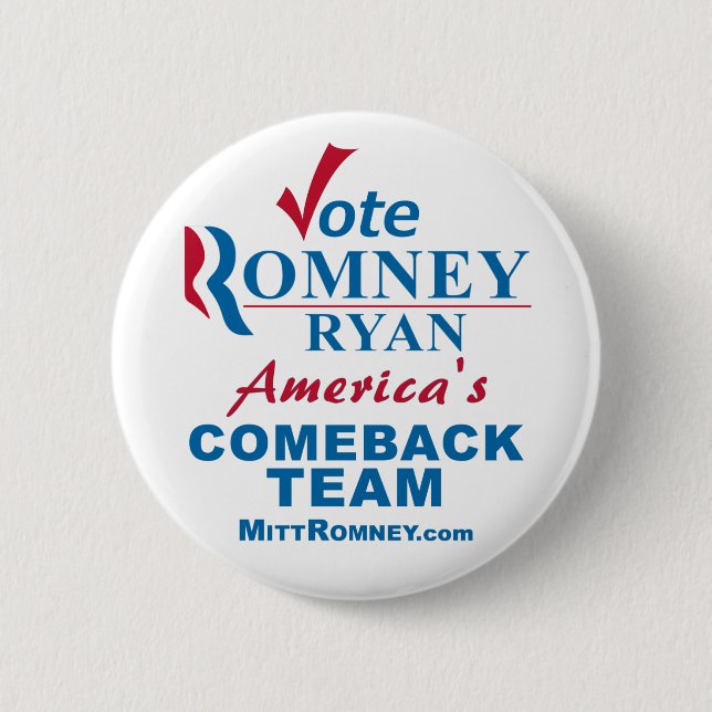 Vote Romney Ryan Pinback Button (Front)