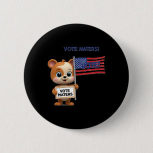 Vote S Election Poster Featuring A Cute Bear Stick Button