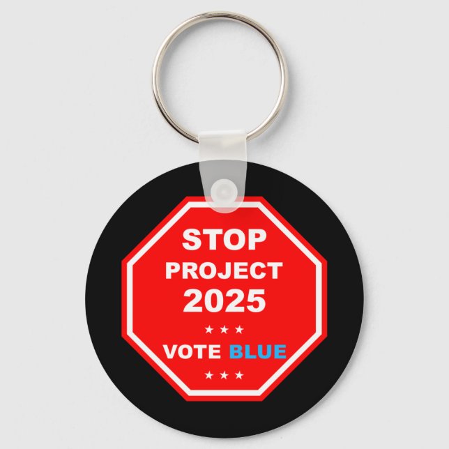Vote Save Democracy Stop Project 2025  Keychain (Front)