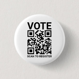 Vote Scan QR Code to register custom black white Button