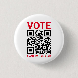 Vote Scan QR Code to register custom red white Button