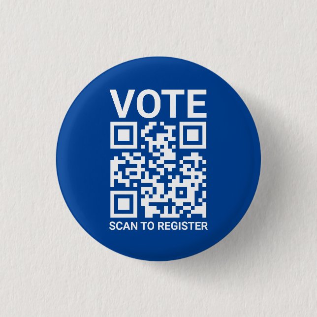 Vote Scan QR Code to register custom text blue Button (Front)
