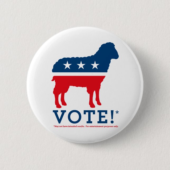 Vote! Sheep Party Logo Button (Front)