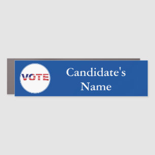 Vote Text In Flag Colors Blue Car Magnet