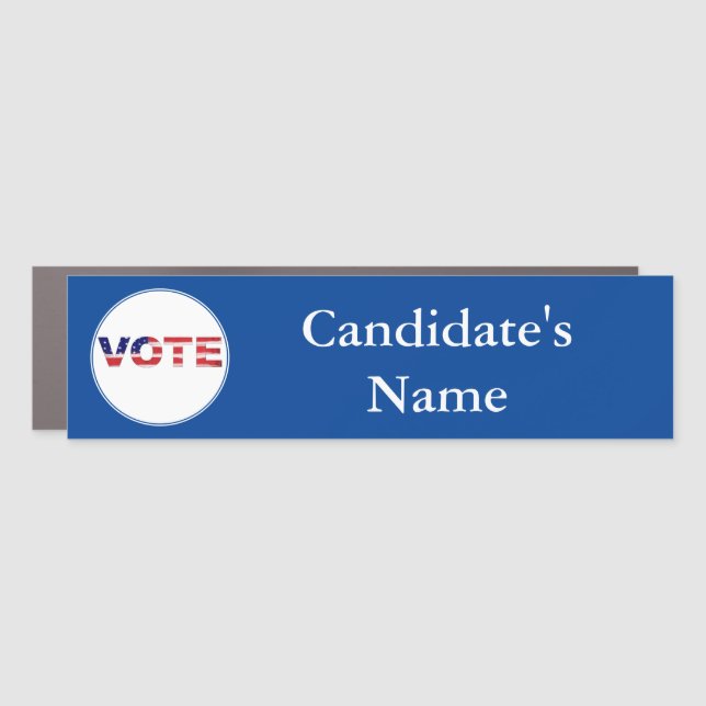 Vote Text In Flag Colors Blue Car Magnet (Front)