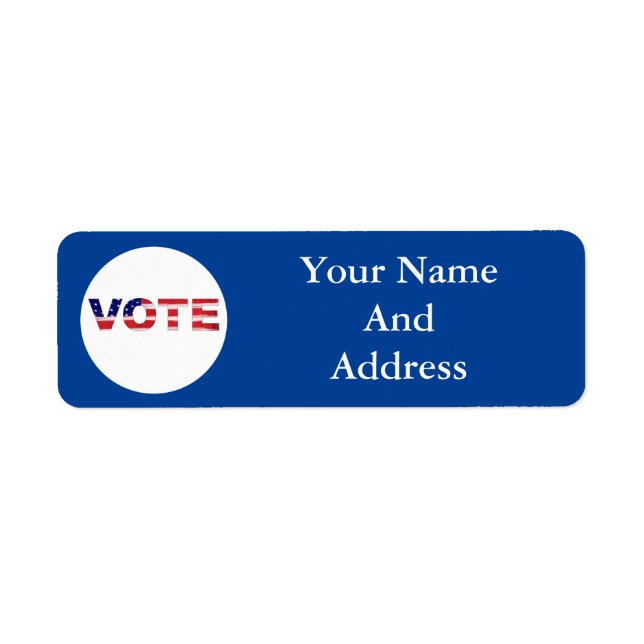 Vote Text In Flag Colors Blue Label (Front)
