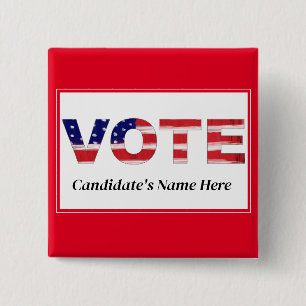 Vote Text In Flag Colors Red Candidate's Name Button
