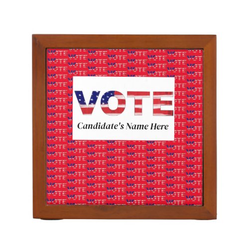 Vote Text In Flag Colors Red Candidates Name Desk Organizer