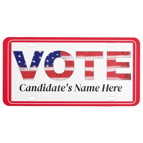 Vote Text In Flag Colors Red Candidates Name License Plate