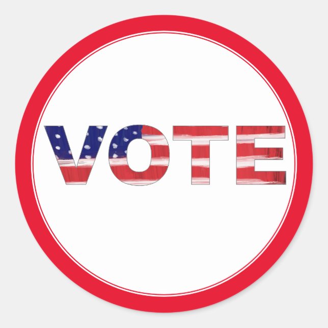 Vote Text In Flag Colors Red Classic Round Sticker (Front)