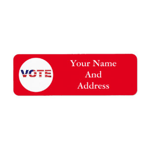 Vote Text In Flag Colors Red Label