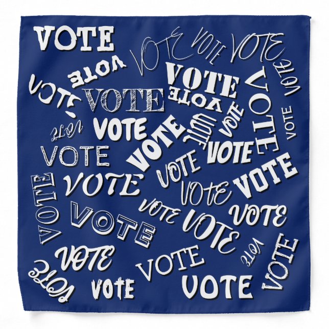 Vote text pattern font election white blue bandana (Front)