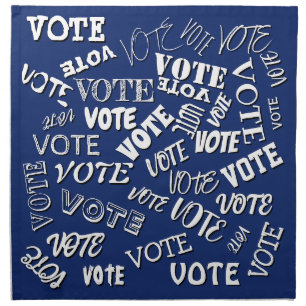 Vote text pattern font election white blue cloth napkin