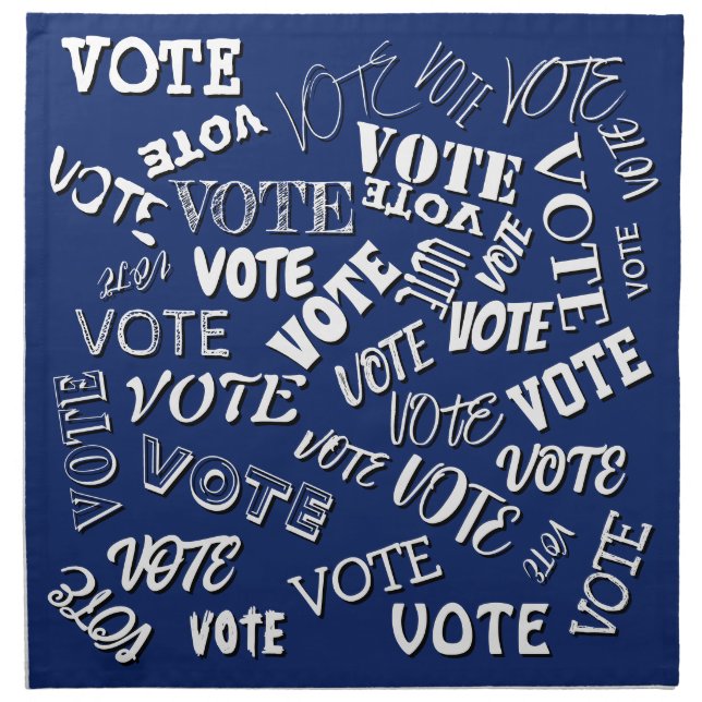 Vote text pattern font election white blue cloth napkin (Front)
