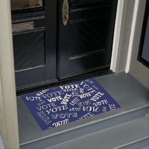 Vote text pattern font election white blue doormat
