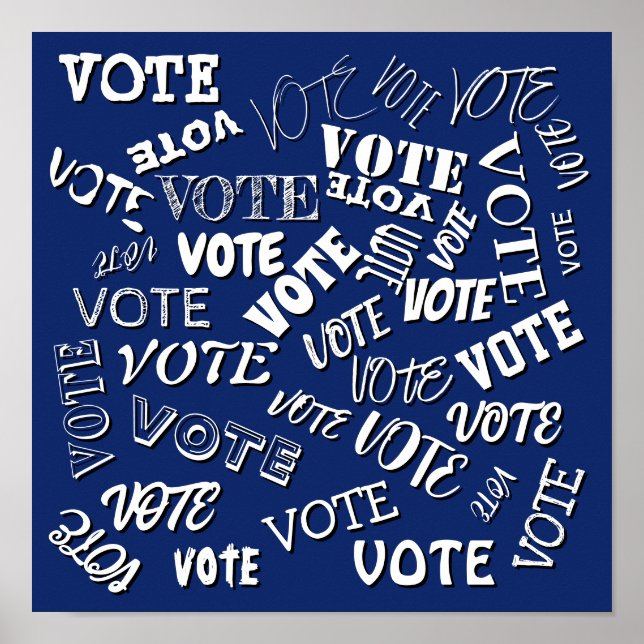 Vote text pattern font election white blue poster (Front)