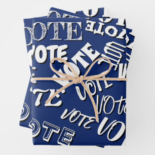 Vote text pattern font election white blue wrapping paper sheets