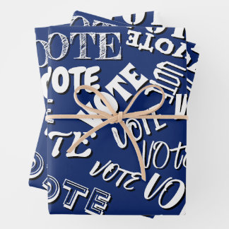 Vote text pattern font election white blue wrapping paper sheets