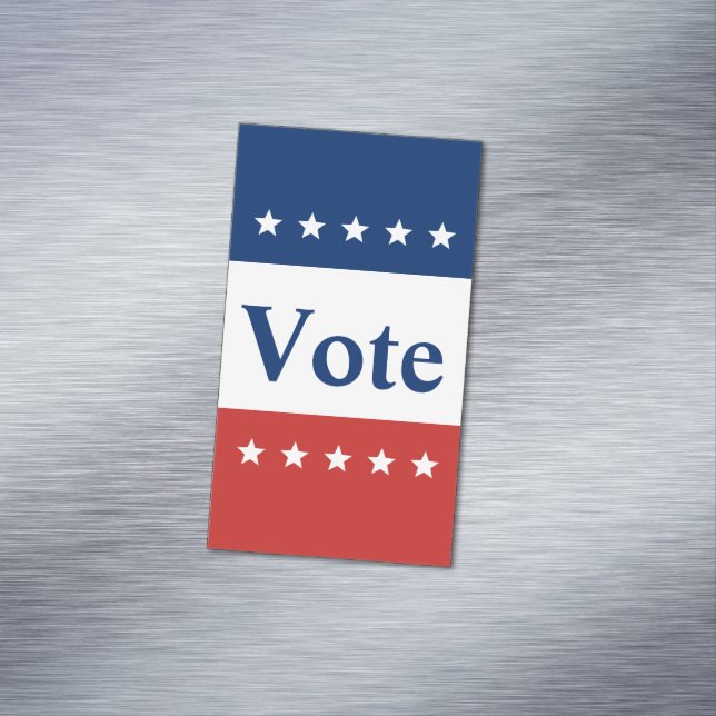 Vote Text Red White and Blue with Stars Business Card Magnet (In Situ)