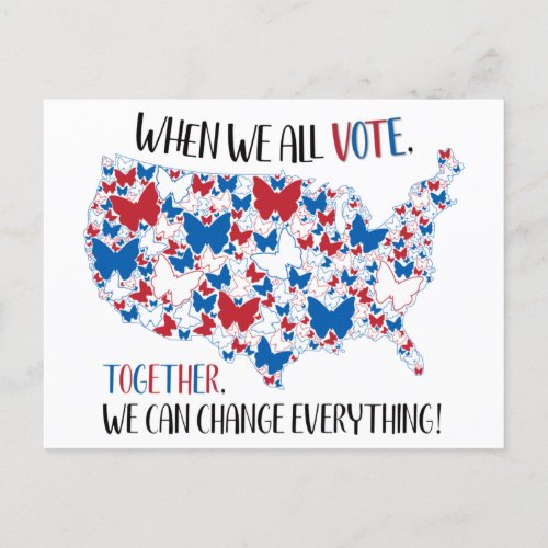 Vote Together We Change Everything Red White Blue Postcard