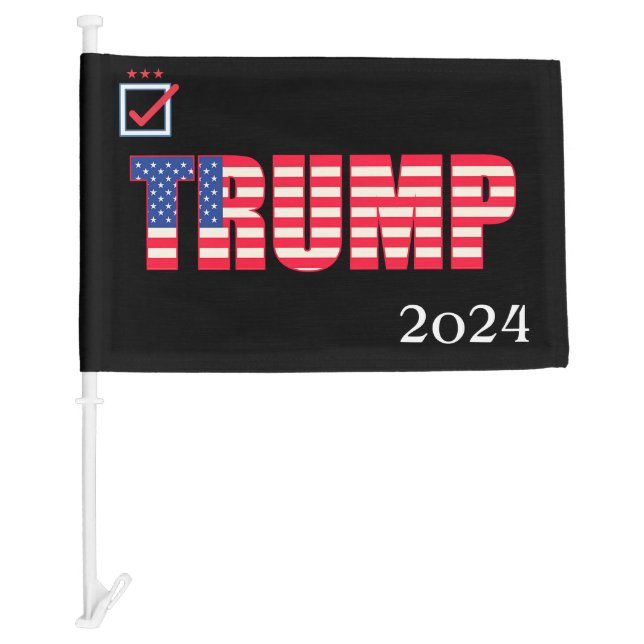 Vote Trump 2024 Black  Car Flag (Front)