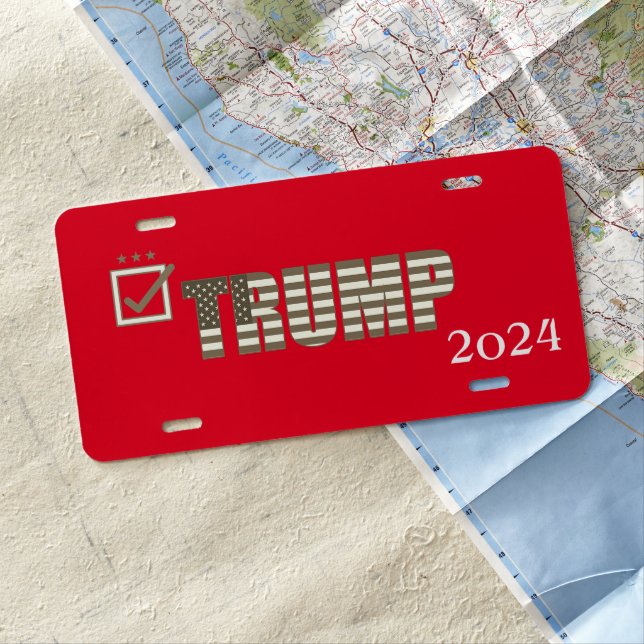 Vote Trump 2024 Presidential Red License Plate (In Situ)
