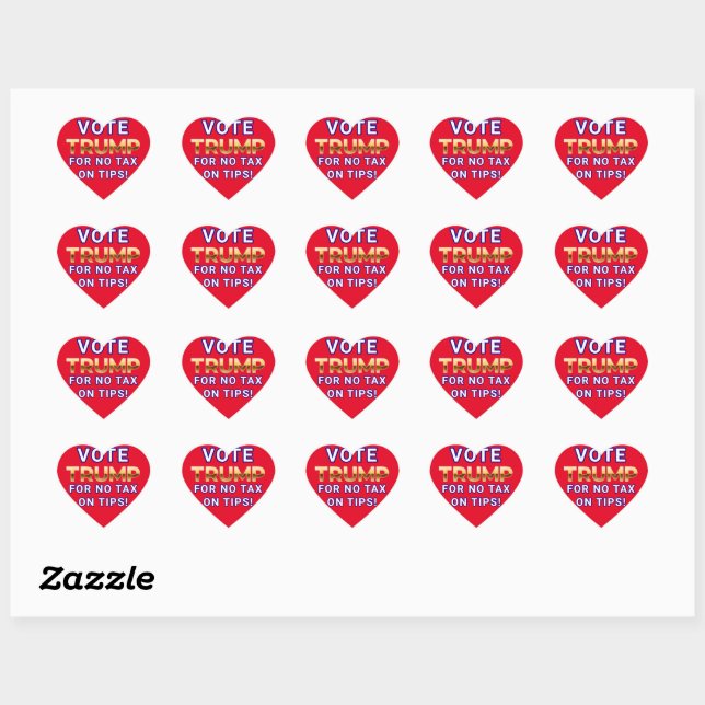 VOTE TRUMP FOR NO TAX ON TIPS HEART STICKER (Sheet)