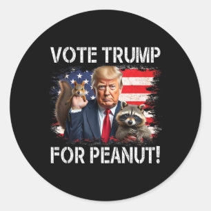 Vote Trump For Peanut The Squirrel 2  Classic Round Sticker