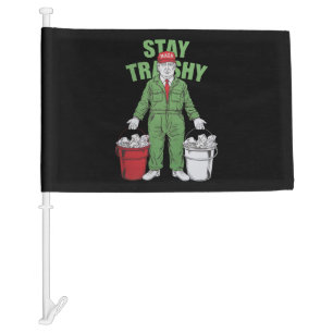 Vote Trump Garbage Man Stay Trashy 2024 Election  Car Flag