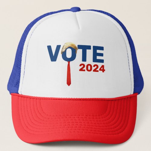 VOTE Trump Hair and Red Tie Trucker Hat