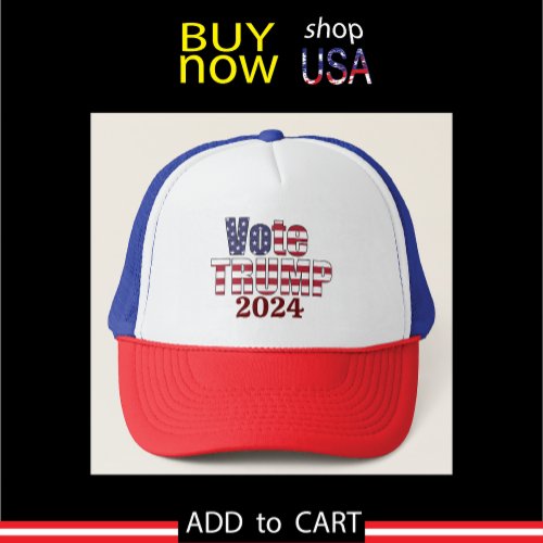 VOTE TRUMP REPUBLICAN PRESIDENT 2024 GREAT USA TRUCKER HAT