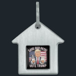 Vote Trump Save Our Pets Cats Dogs 2024 Safe Again Pet ID Tag<br><div class="desc">Vote Trump Save Our Pets Cats Dogs 2024 Make Pets Safe Again</div>
