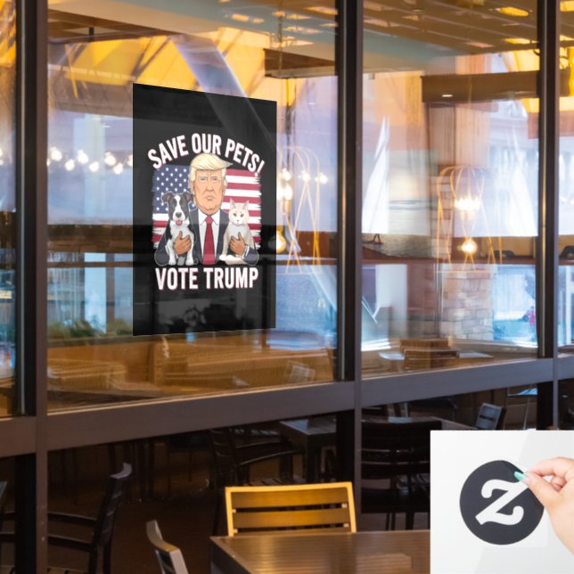 Vote Trump Save Our Pets Cats Dogs 2024 Safe Again Window Cling (Restaurant Window)