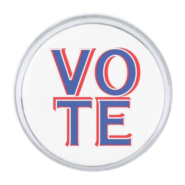 Vote US Political Campaign Elections Patriotic  Silver Finish Lapel Pin (Front)
